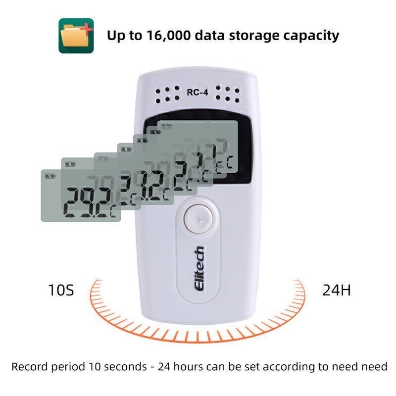 Elitech RC-4 LCD Screen USB Temperature Data Logger Recorder Monitor