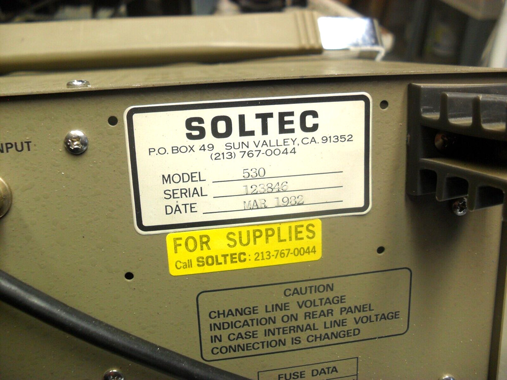 1983 Soltec Oscilloscope Model 530 Powers right up,