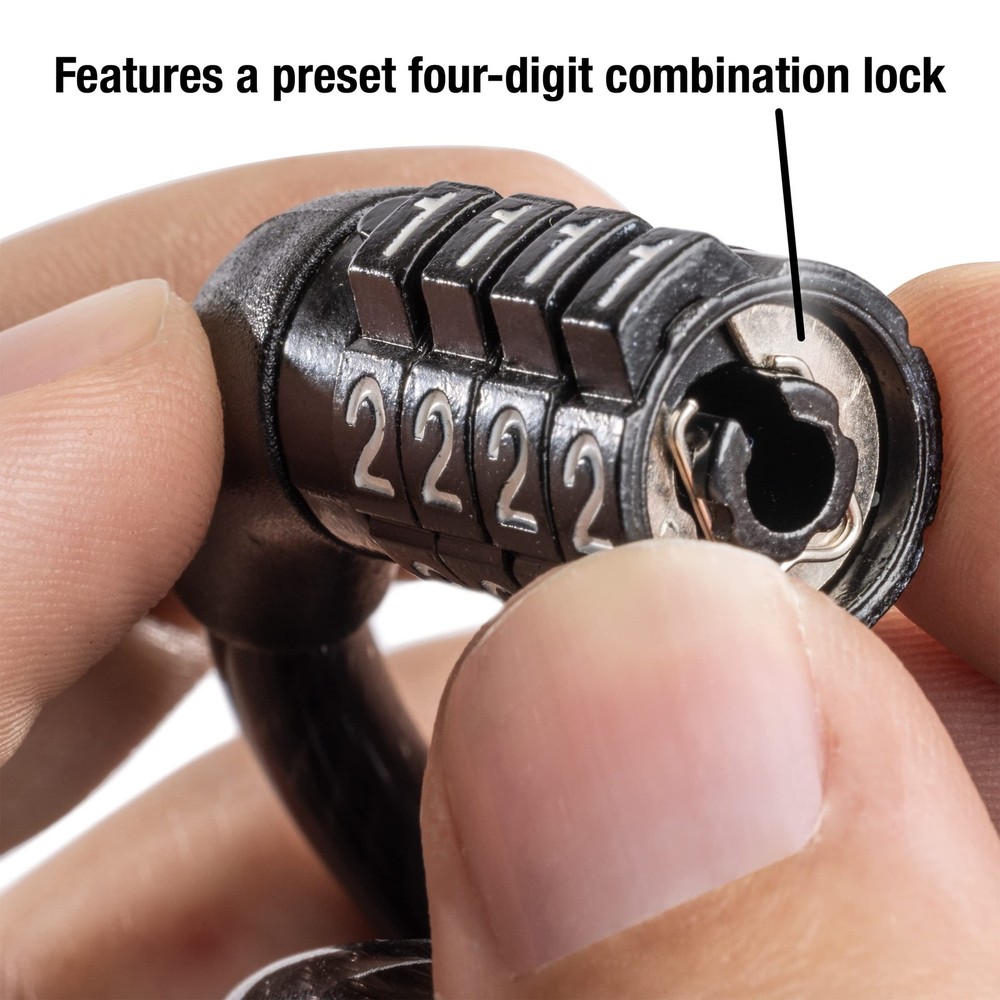 Master Lock Bike Cable with Combination Black, 8143D 1 Pack, Black