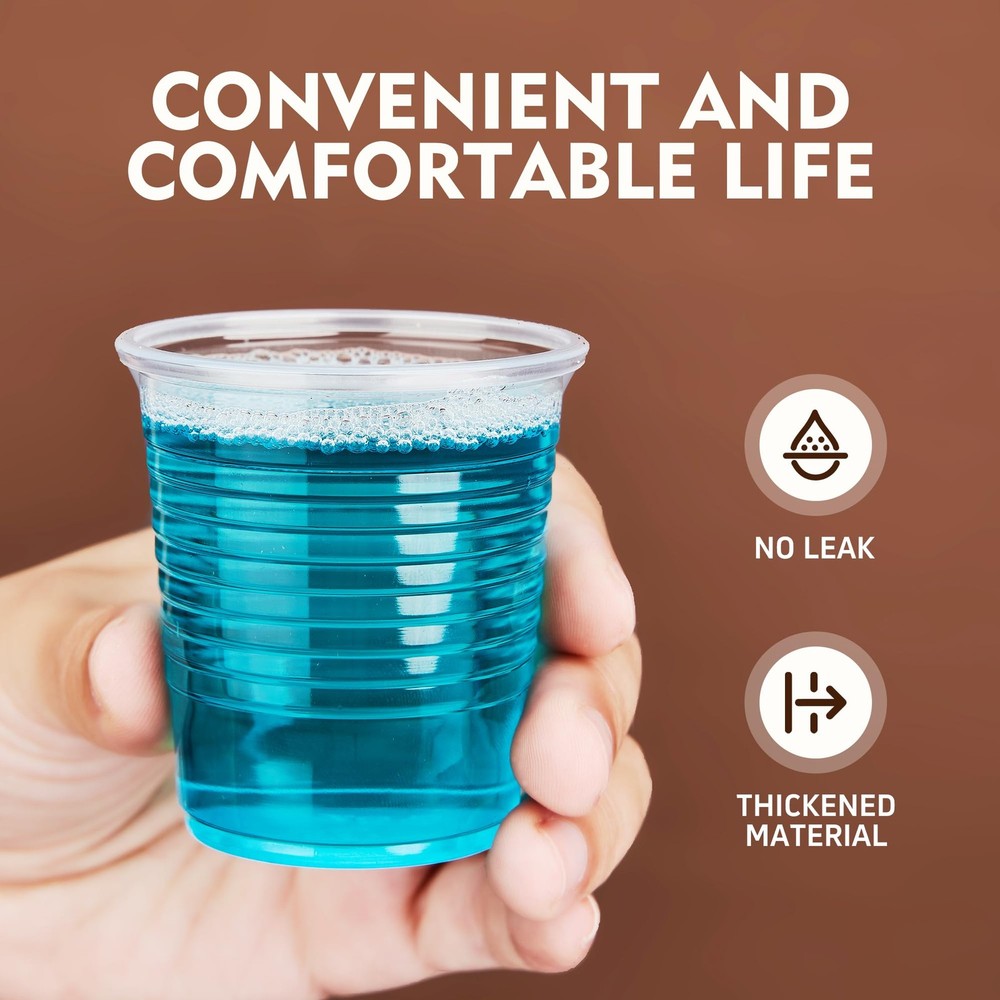 100 Pack 3 oz Bathroom Plastic Cups, Disposable 3 oz, Transparent
