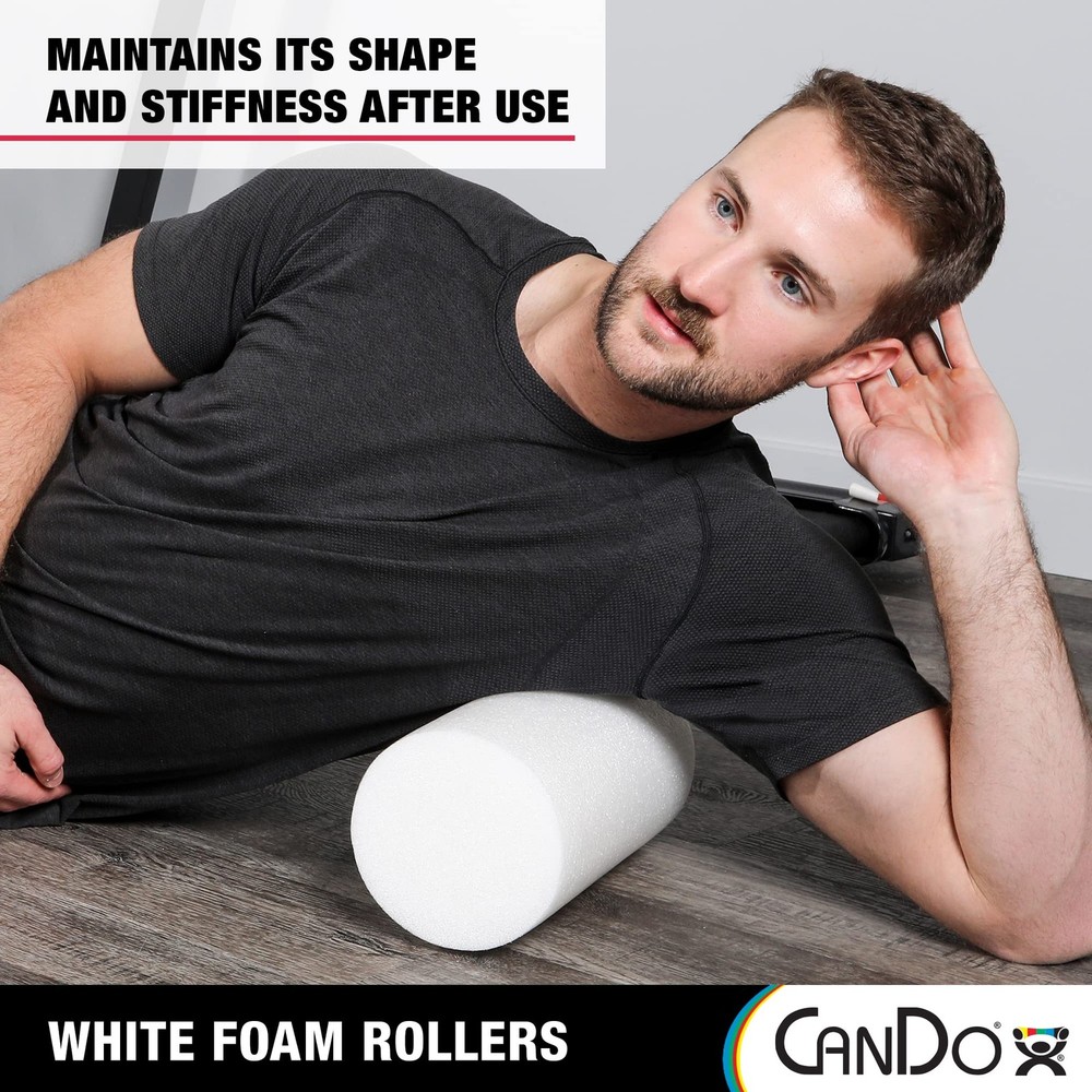 30-2103 White PE Foam Roller, Round, 4" Diameter, 12" Length