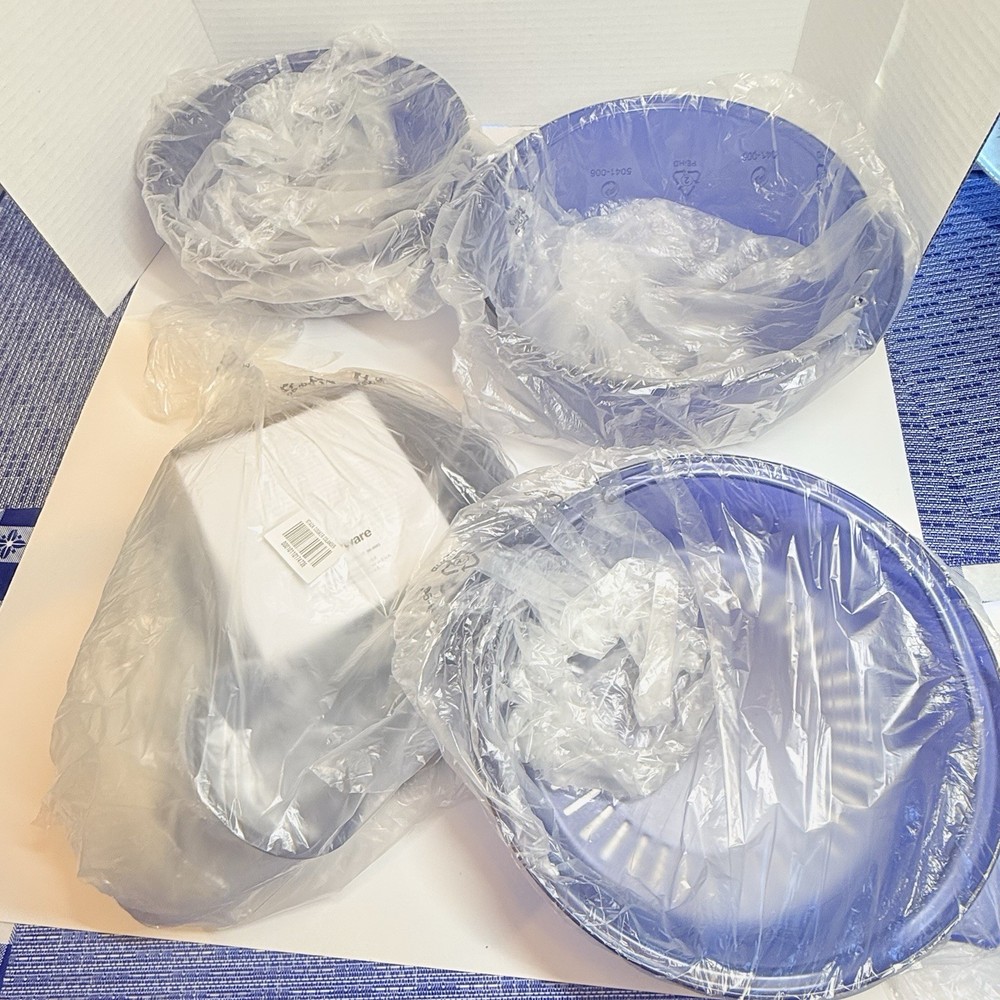 Tupperware Tupperwave Stack Cooker System 7 Piece Microwave Cooking Indigo Blue