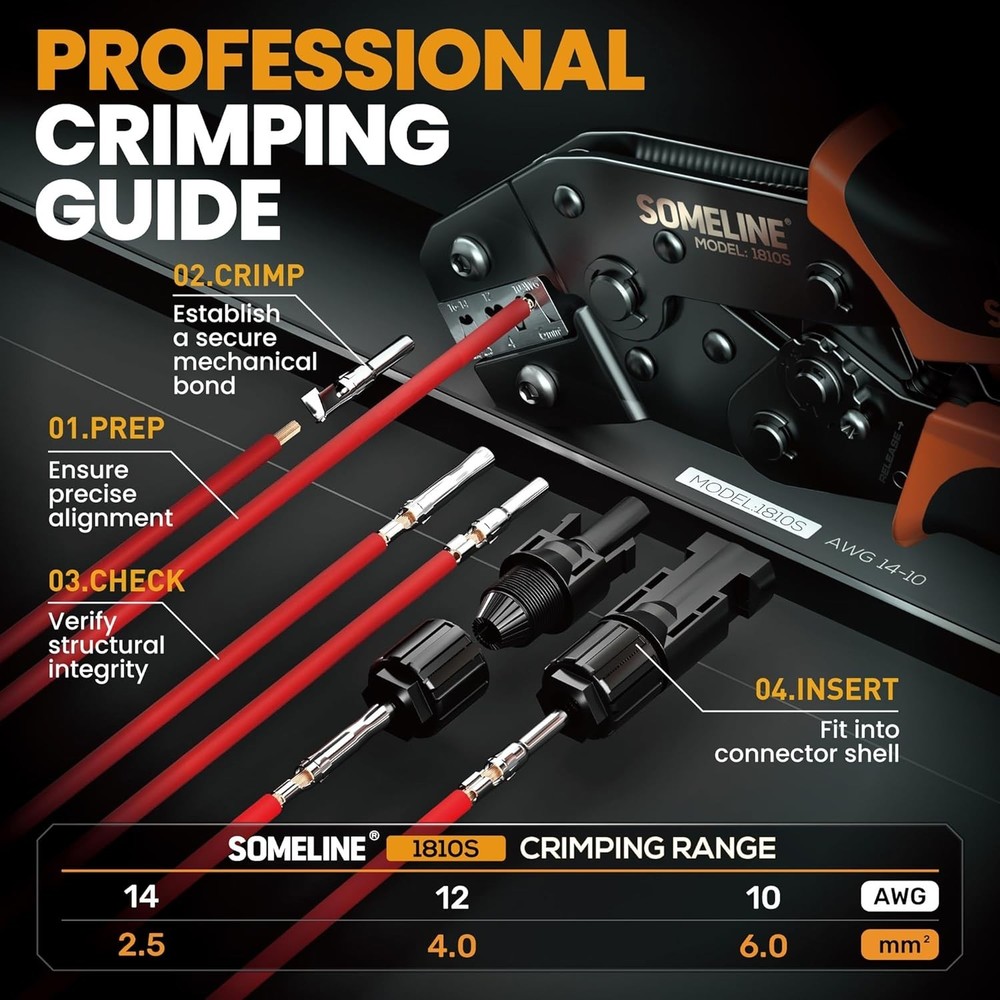 Solar Connector Crimping Tool Kit with MC4 Connectors