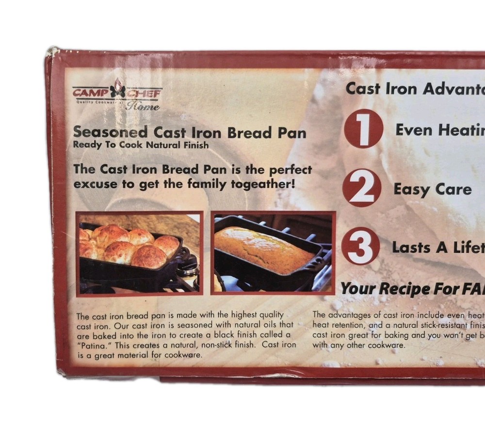 Camp Chef Home Seasoned Cast Iron Bread Pan NEW