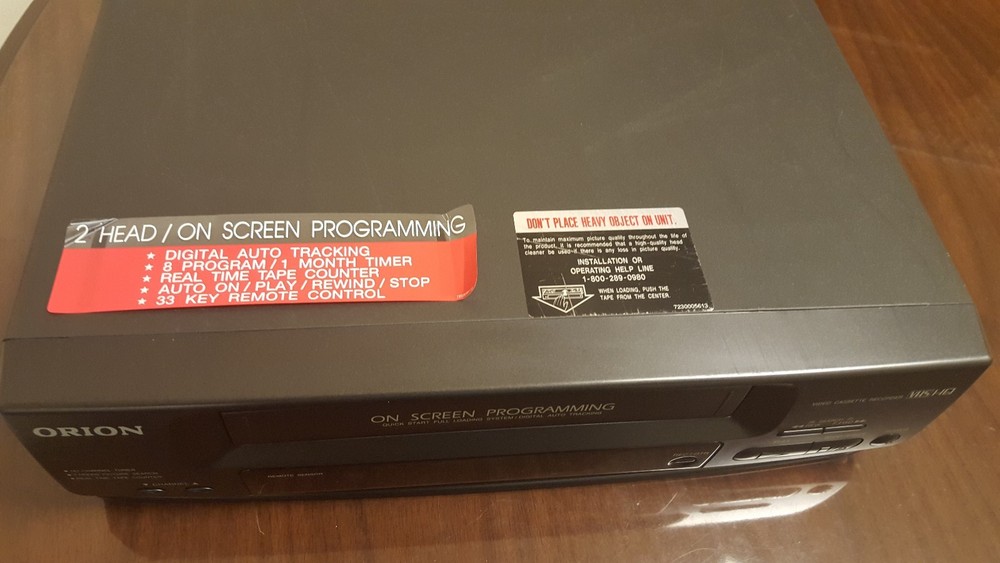 ORION VHS VIDEO CASSETTE RECORDER 2 HEAD/ON SCREEN PROGRAMMING MODEL # VR0220