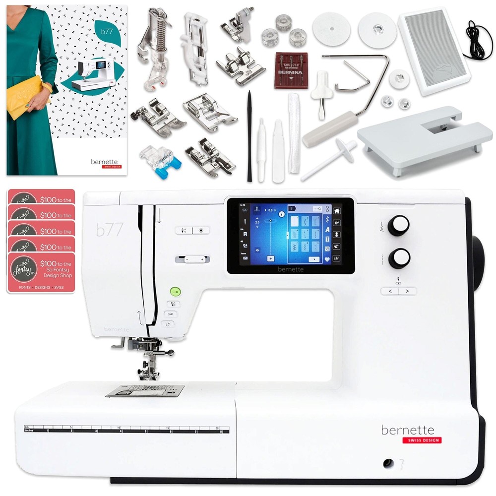 Bernette B77 Deco Sewing & Quilting Machine with 93 Spools & 200+ Accessories