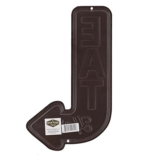 Eat Here Arrow Embossed Metal Sign