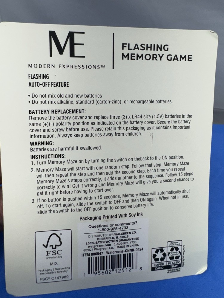 Modern Expression ME Flashing Memory Game Age 6+