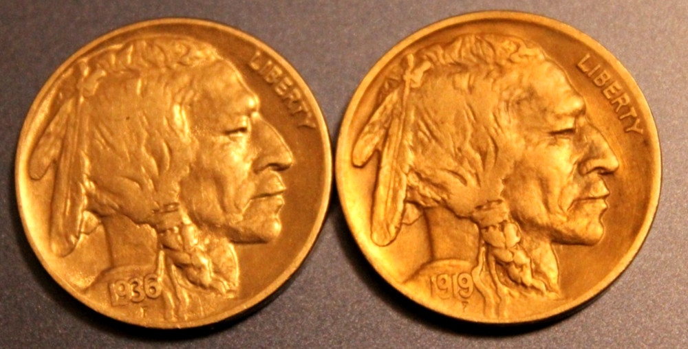 Buffalo Nickels Pair 1919 1936