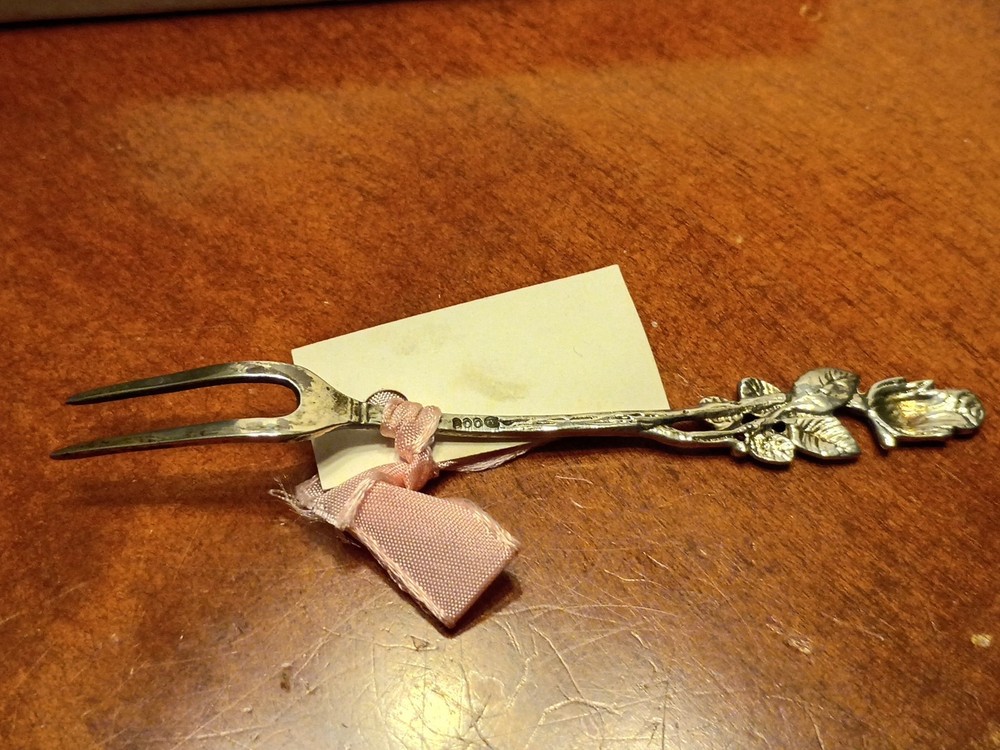 Serving Fork, Rose, 800 Silver With Box