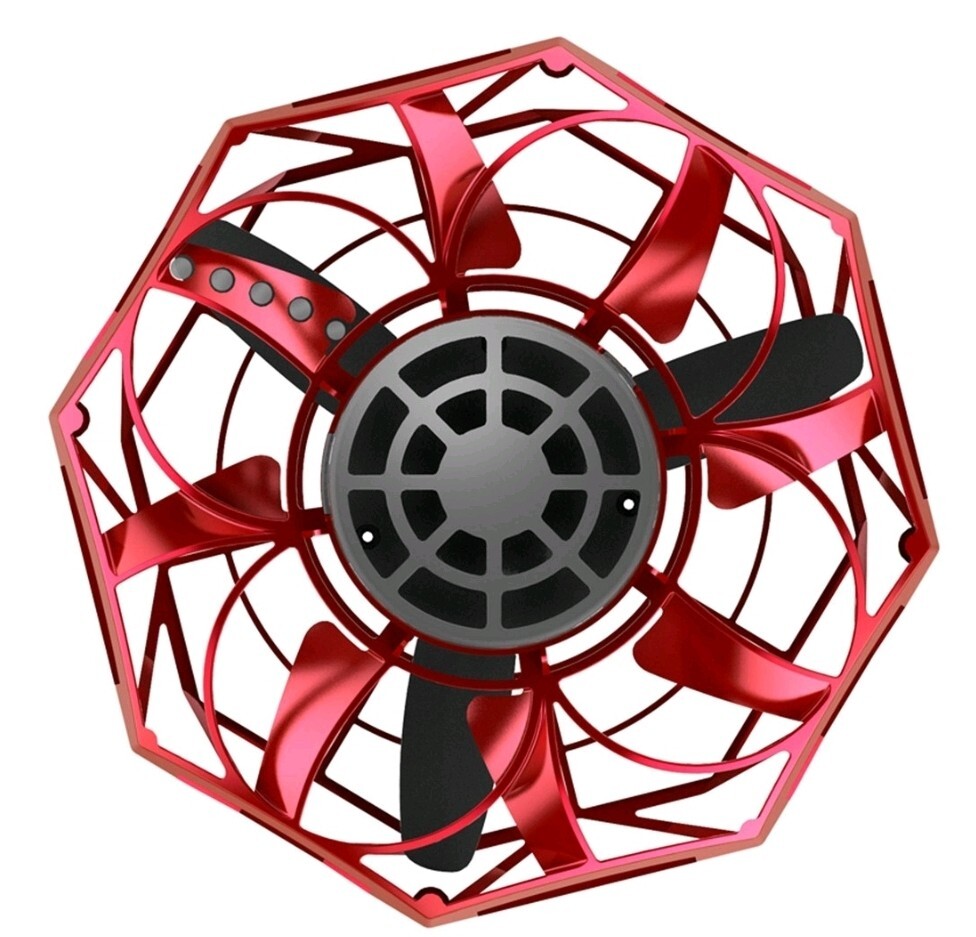 Hyper Toy Cyber Spin Motorized Mini 3'' Red Flying Disc with LED Light 360° Spin