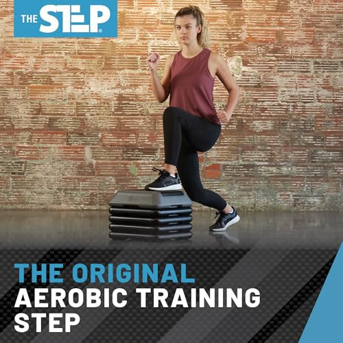 The Step Adjustable High Step Aerobic Platform with 4 Risers, Home Gym Workout E