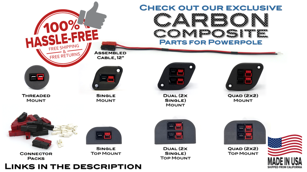 Carbon Composite Panel Mount Adapter for Anderson Powerpole PP15 PP30 PP45