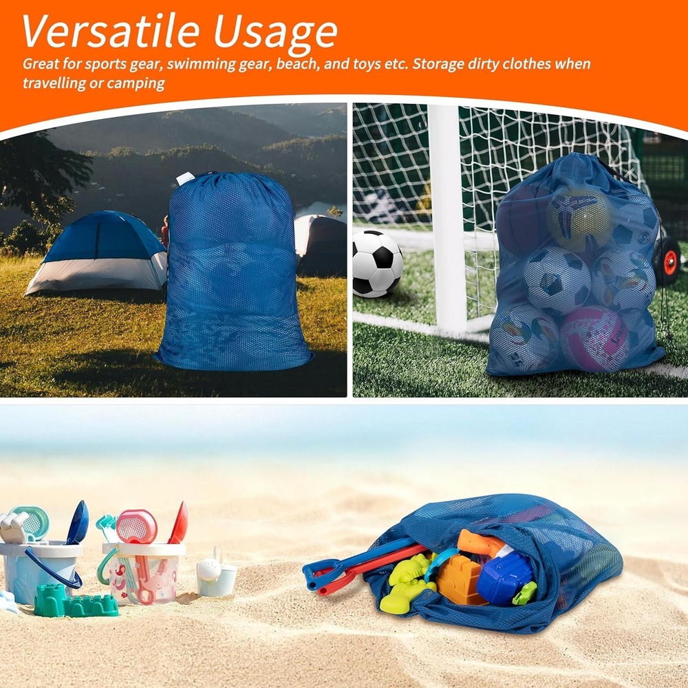 Extra Heavy Duty Large Diamond Mesh Laundry Bags with Drawstring Closure & ID...