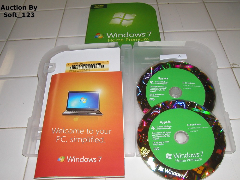 Microsoft Windows 7 Home Premium Upgrade 32 Bit and 64 Bit DVDs MS WIN
