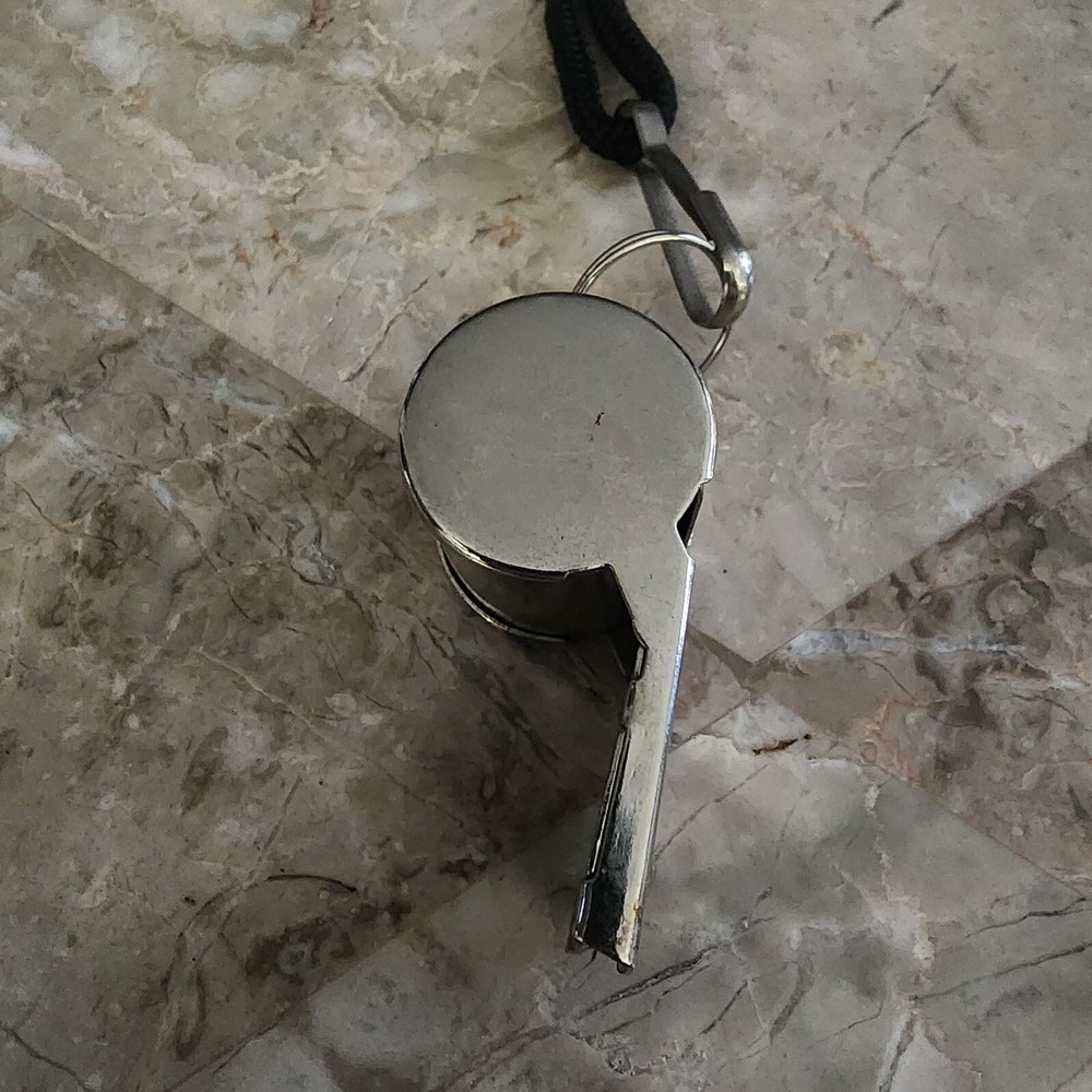 Chrome Coach Whistle with Cord Lanyard