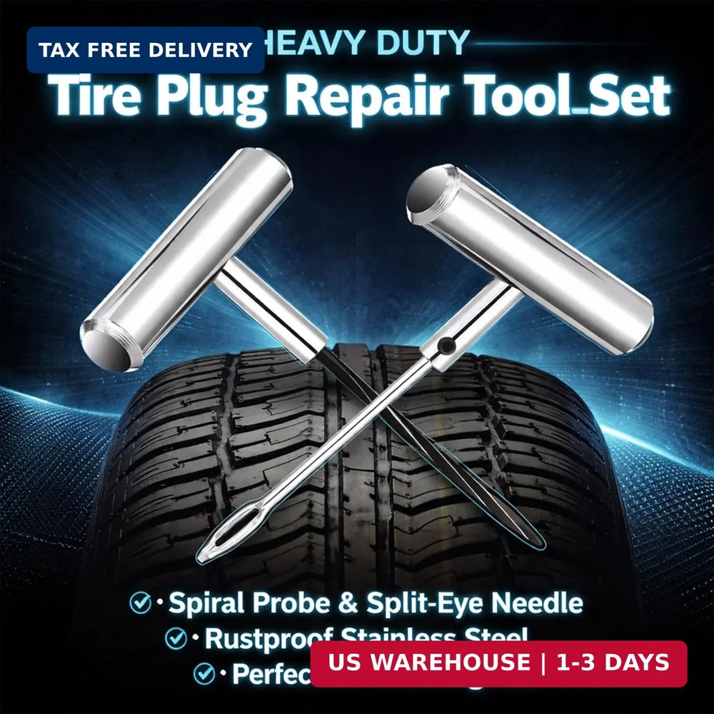 Auto Stainless Steel Solid T-Handle Set - Pro Heavy Duty Spiral Probe & Split Ey
