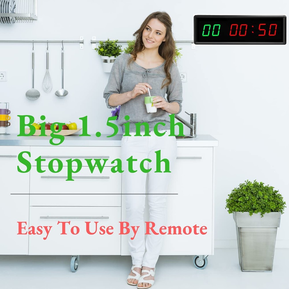 BTBSIGN LED Interval Timer Count Down/Up Clock Stopwatch with Green+red