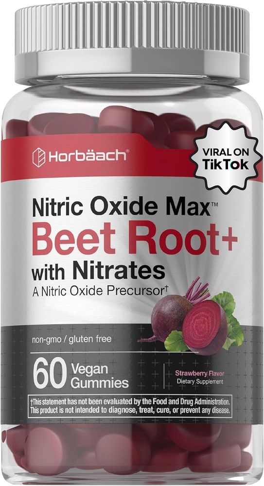 Nitric Oxide Beet Root Gummies | 60 Chews| with Nitrates, Vitin