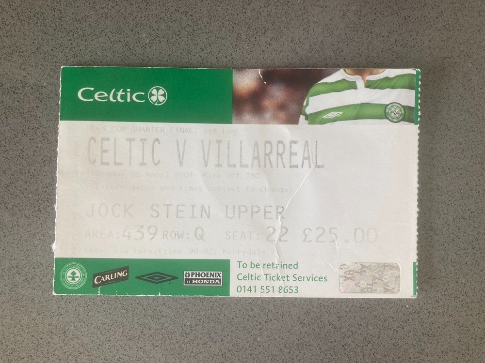 Celtic v Villarreal 2003-04 Match Ticket