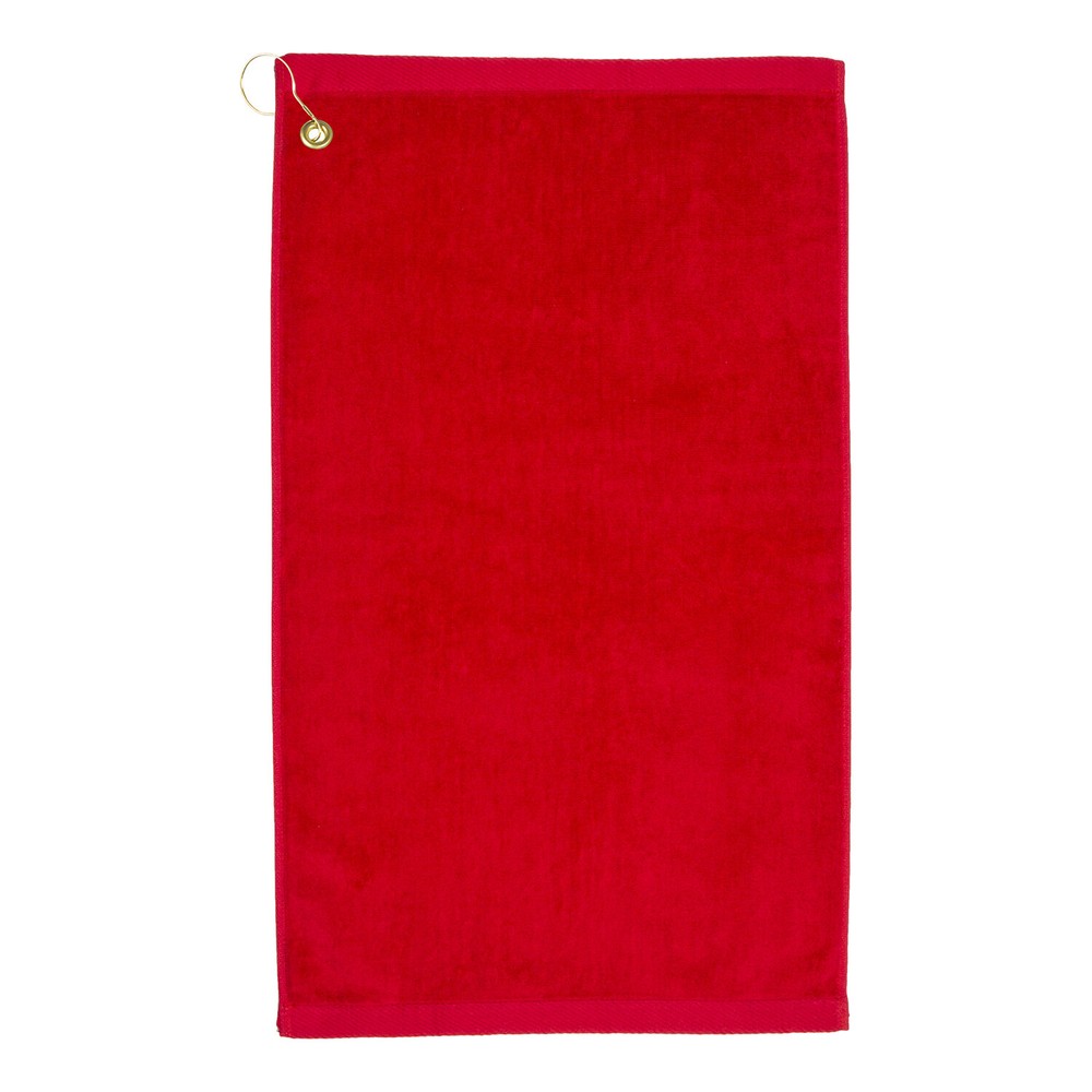 Premium Velour Golf Towel with Corner Hook &Grommet Placement-Red