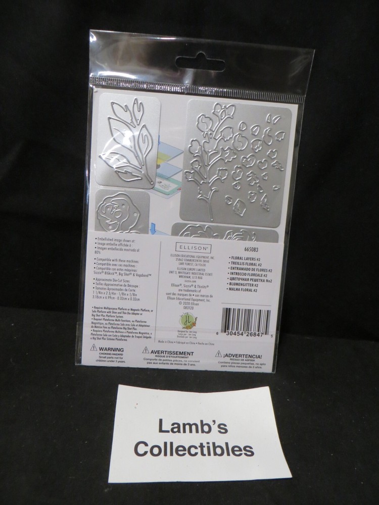 Sizzix Thinlits Floral Layers #2 by Jen Long 7 dies Ellison Scrapbooking 665083