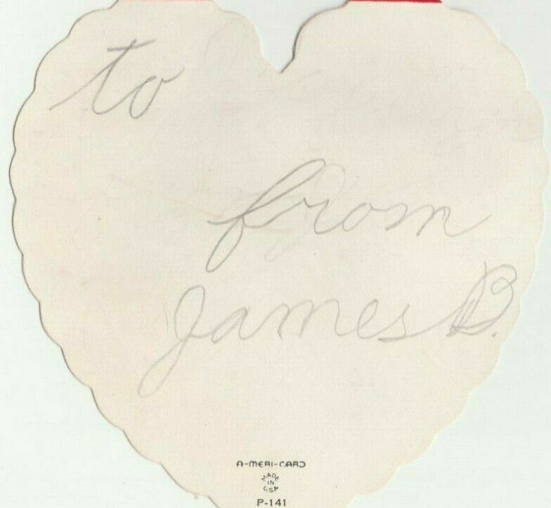 1940s Anthropomorphized Puppy Cello String Vertical Single Fold Valentine Card