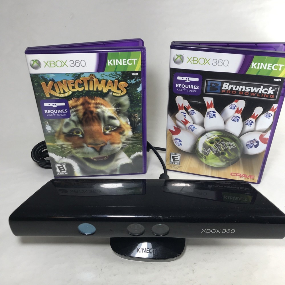Microsoft Xbox 360 Kinect Motion Camera Sensor Bar w/ 2 Games BUNDLE Bowling