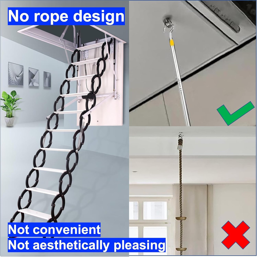 Attic Pull Down Hook Kit with 60" Steel Pole and Antique Brass Handle