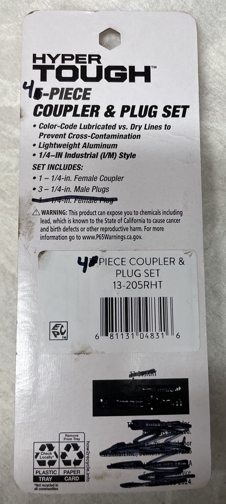 Hyper Tough Air Comprssor Coupling and Plug Set