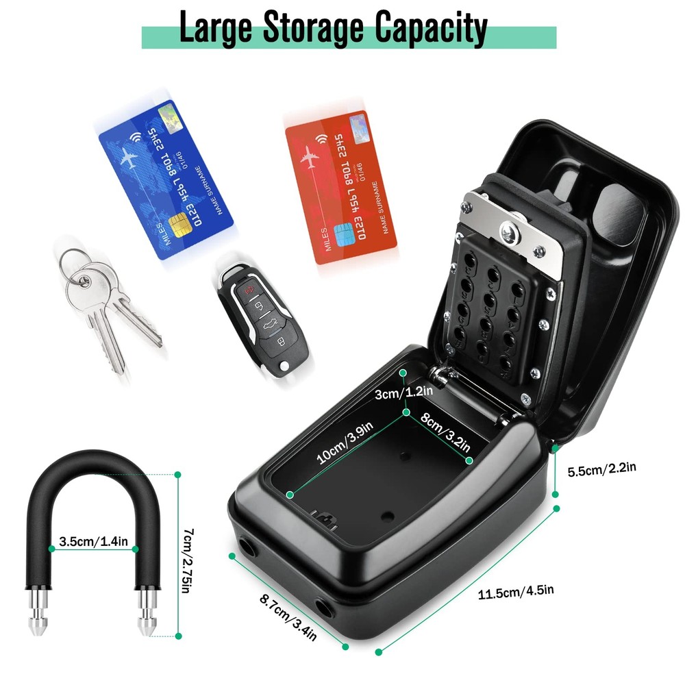 Key Lock Box For Outside 12Digit Combination Waterproof Lockbox Code Safe