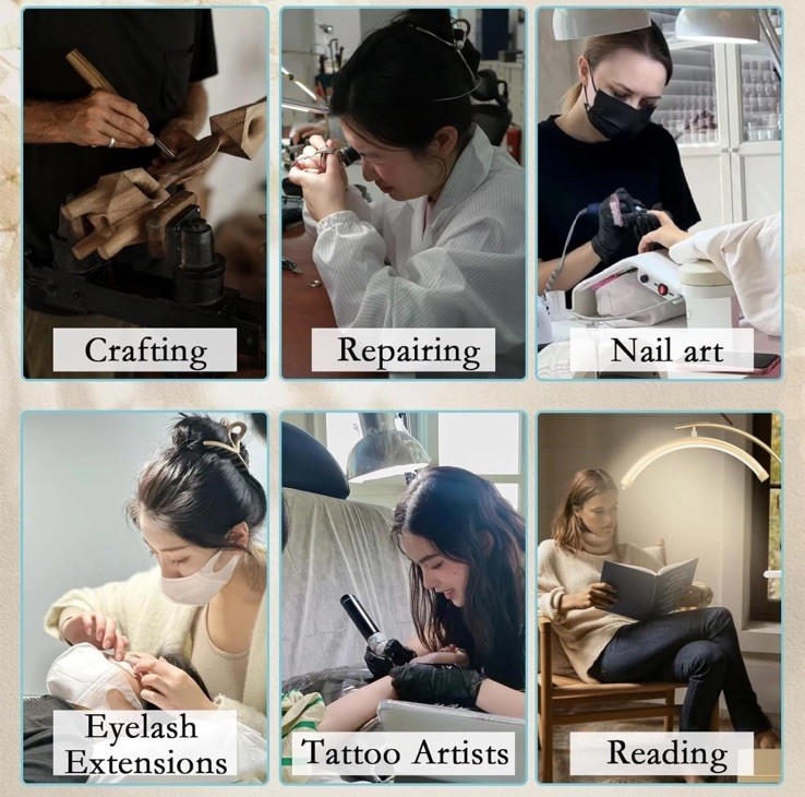 Adjustable LED GOLD Floor Lamp Light Eyelash Craft tattoo Extensions Reading