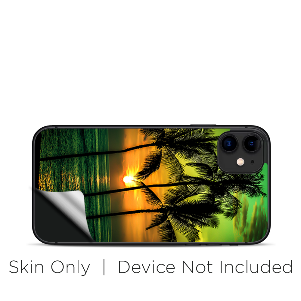 Skins Decal Wrap for Apple iPhone 11 - Sunset Palm Trees Ocean