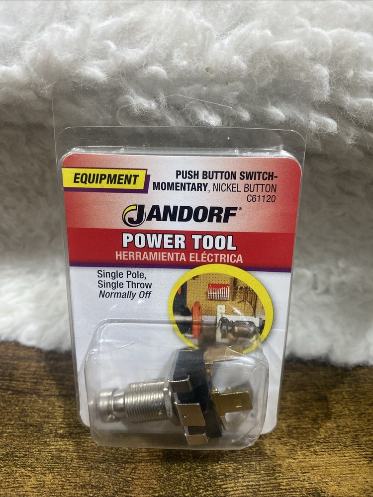 Jandorf 15 amps Single Pole Push Button Power Tool Switch Silver 1 pc