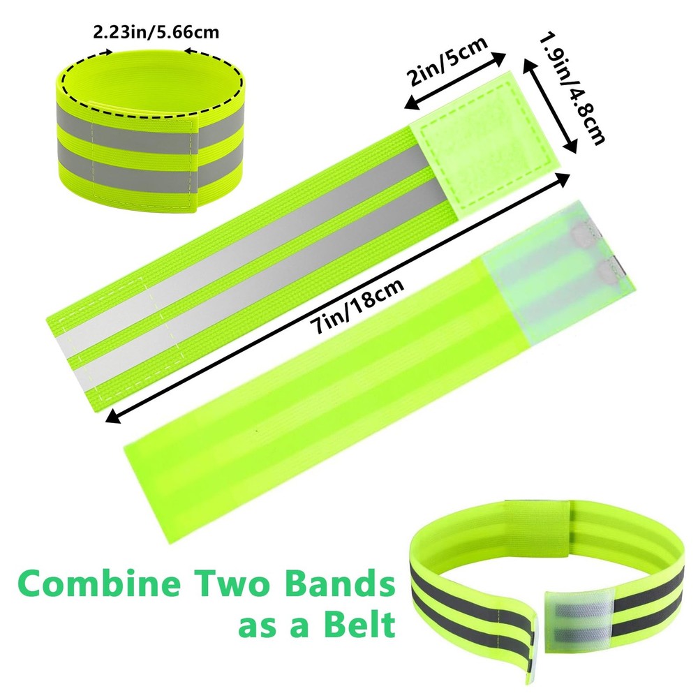 6-Pack Reflective Bands for Strollers, High Visibility Reflector Green