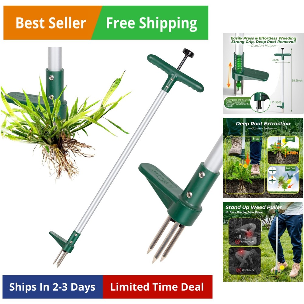Weed Puller, Stand Up Weeder Hand Tool, Long Handle Garden Weeding Tool with ...