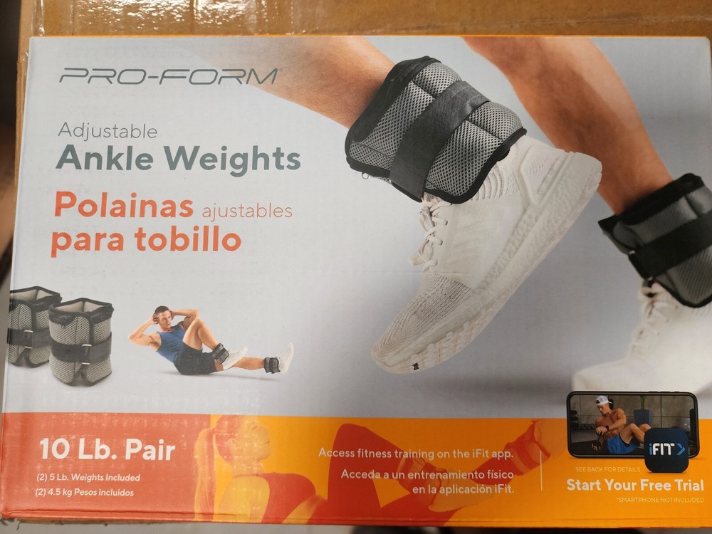 ProForm 10 lb. Adjustable Ankle Weights - 2 Pack, Lower Body Workout, Nylon...