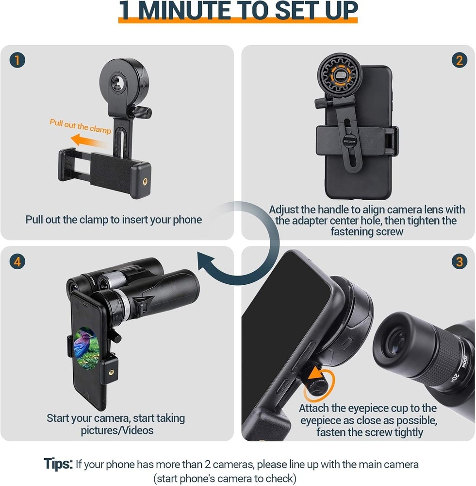 Compact Smartphone Holder for Telescopes: Secure & Easy Eyepiece Alignment