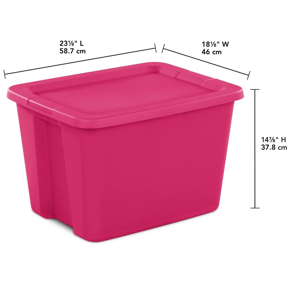 Sterilite Large Storage Bin, 18 Gallon Plastic Storage Container - 8 pack - Pink