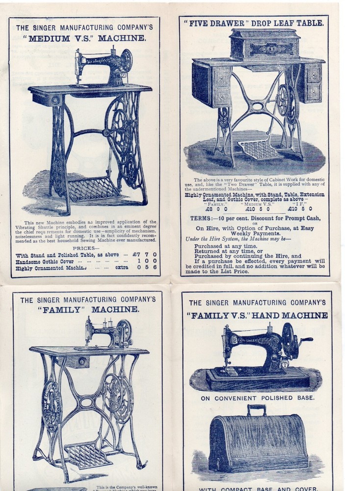 Original 1891 Singer Sewing Machine Brochure with Illustrations