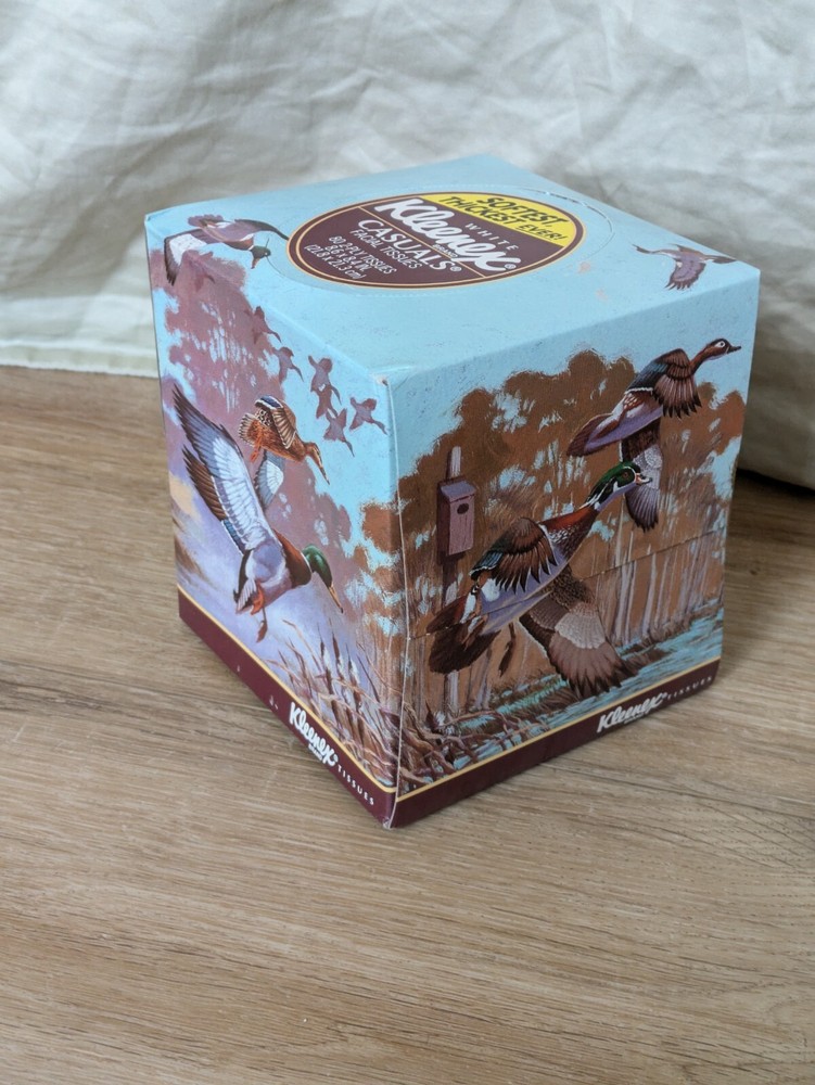 Vintage 1992 902 Kleenex Square Box Geese Duck Pattern