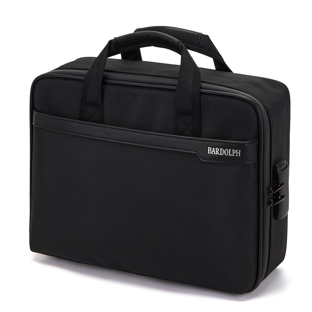 Black Document Organizer Box, Lock, Portable, Home, Travel, Safe File Storage