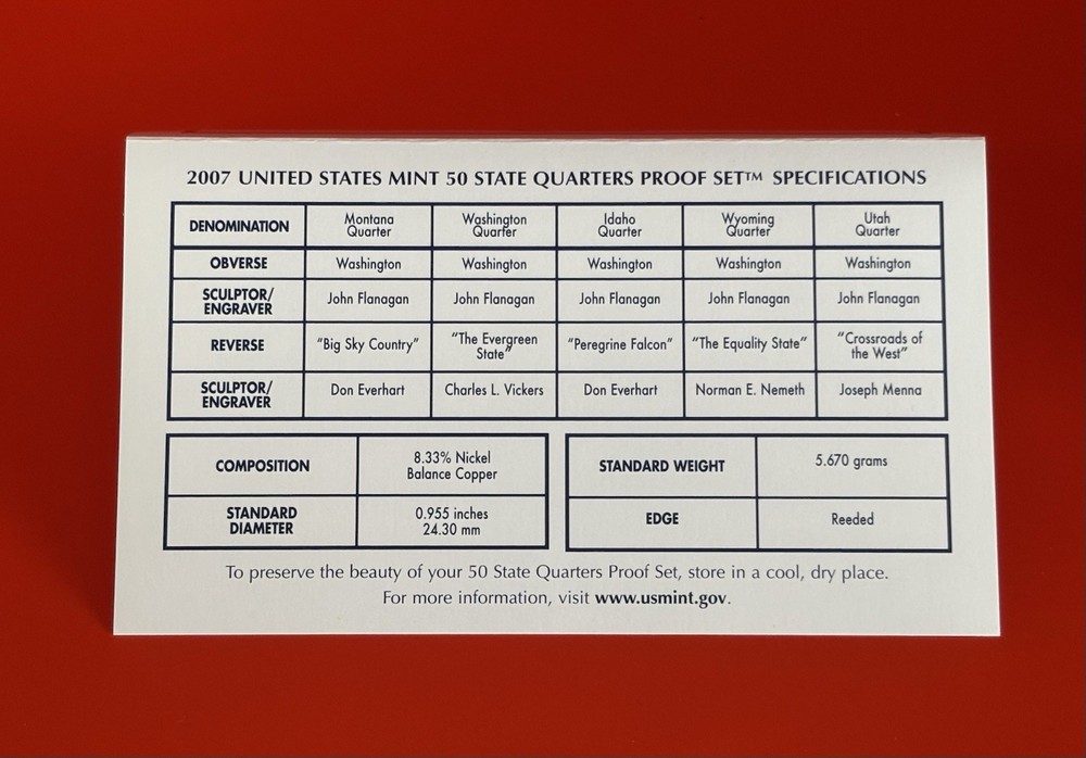 2007 U.S. Mint 50 State Quarters Proof Set
