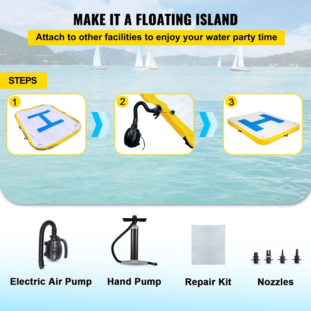 8x5ft Inflatable Dock Platform with Electric Air Pump & Floating Base