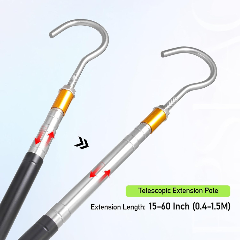 Attic Ladder Pull Down System - 60" Telescopic Rod with Aluminum Handle