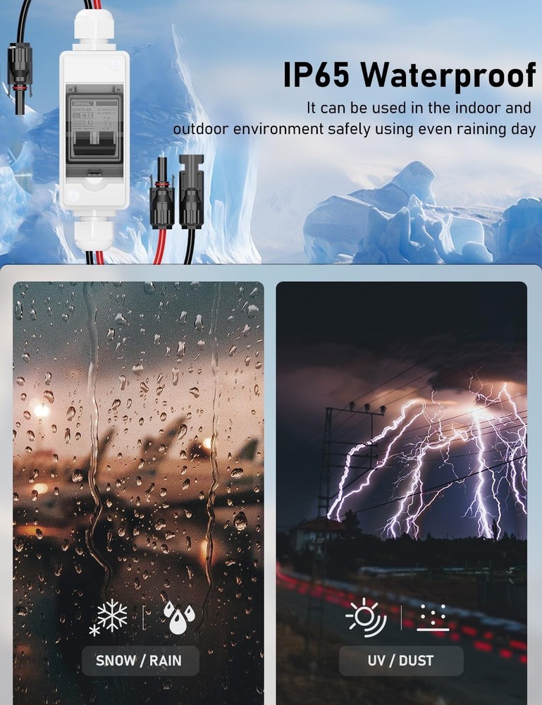 Compact 30 Amp Disconnect Switch with Protective Cover - Ideal for Solar Systems