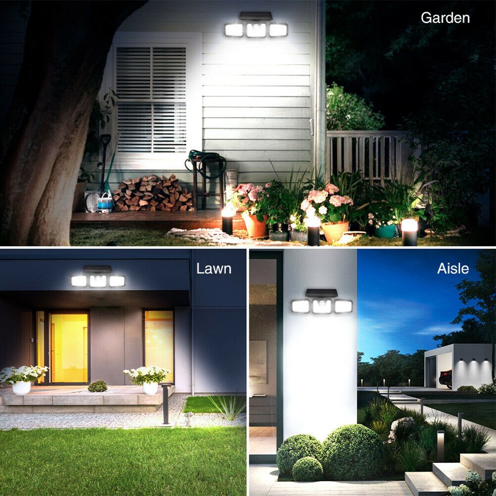 Solar Lamp Security Lights Motion Sensor 3 Head 6000LM Adjustable Flood Lights