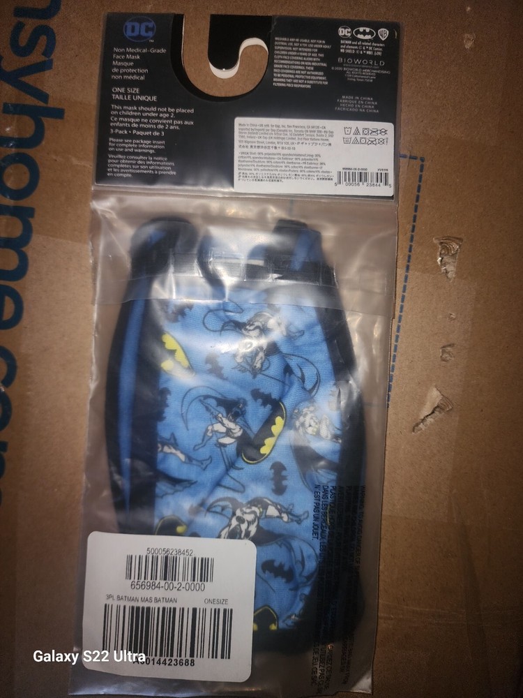 Batmam face mask washable 3pk 4+
