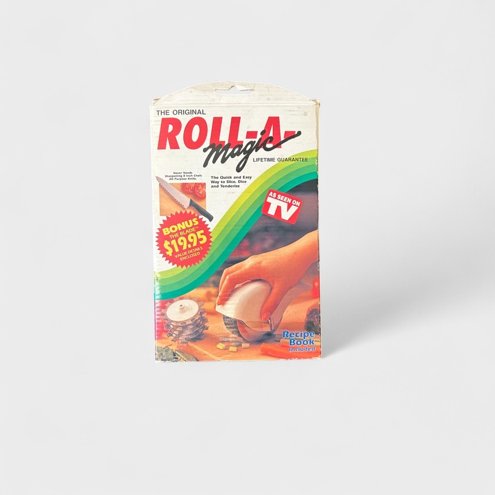 Vintage Roll-A-Magic Handheld Slicer Dicer Tenderizer – In Box Kitchen Gadget