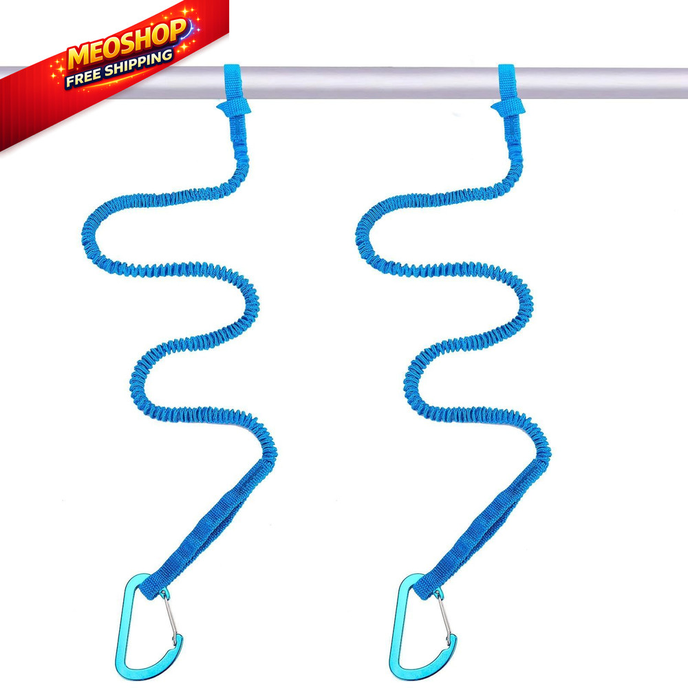 MOOCY Kayak Paddle Leash, 3-7 ft Stretchable Strap Lanyard for 2 Pack, Blue